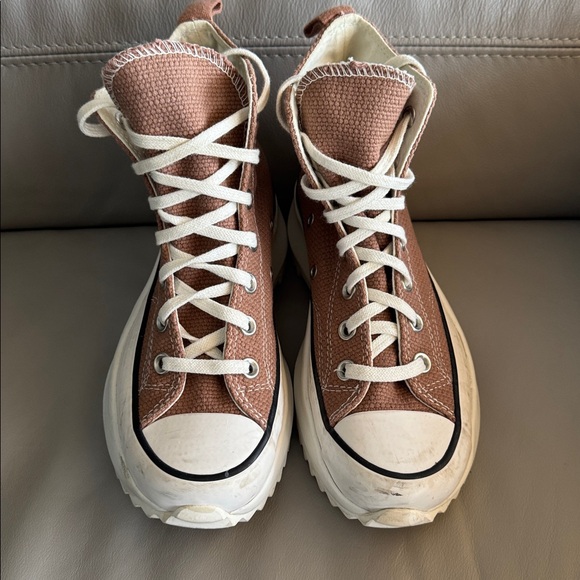 Converse Brown High-Top Sneakers with Chunky Platform Sole sz 6.5 - Picture 2 of 8